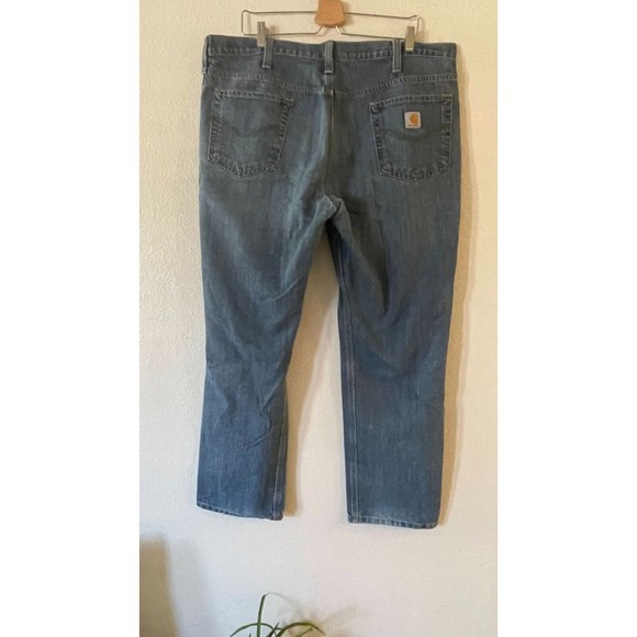 Carhartt Mens Straight Traditional Fit Jeans 40 x 30 Medium Wash Denim 5-Pocket - Picture 3 of 12